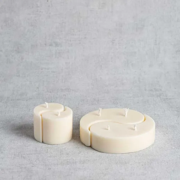 Pack bougies Yin-Yang naturelles Yvelle et Yvoline en cire de colza