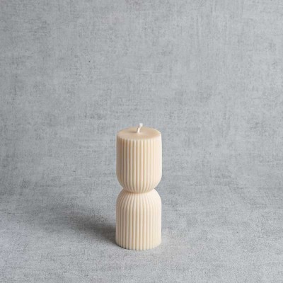 Bougie naturelle côtelée petit modèle en cire végétale de colza