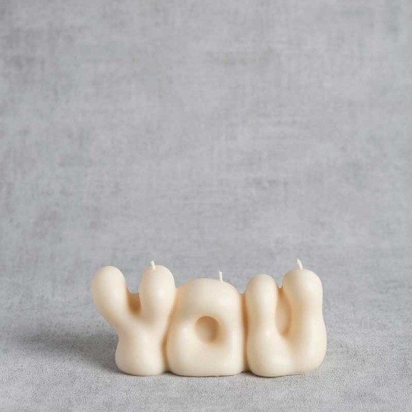 Bougie décorative You en cire végétale de colza, création artisanale française