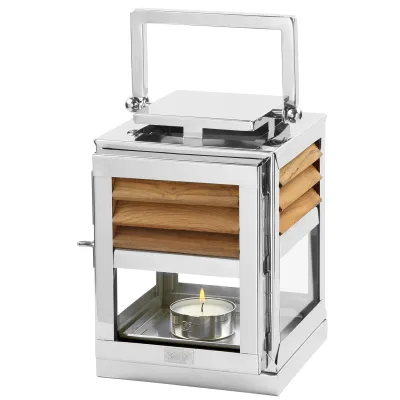 Lanterne Genua Teck & Inox H 25 cm - Design élégant