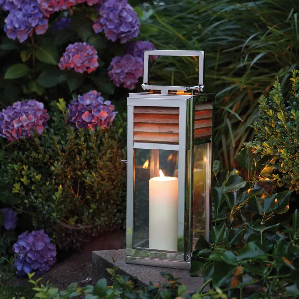 Lanterne Genua Teck & Acier inoxydable - H 45 cm