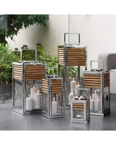 Lanterne Genua Teck & Acier inoxydable - H 51 cm