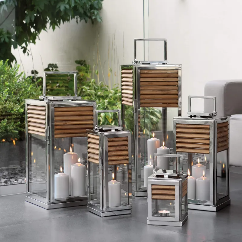 Lanterne Genua Teck & Acier inoxydable - H 60 cm