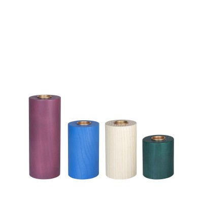 Ensemble de bougeoirs colorés - Bougeoirs en chêne dans des teintes variées pour un effet déco unique.