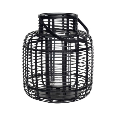 Lanternes en bambou noir - Lot de 2 déco artisanale