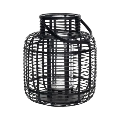 Lanternes en bambou noir - Lot de 2 déco artisanale
