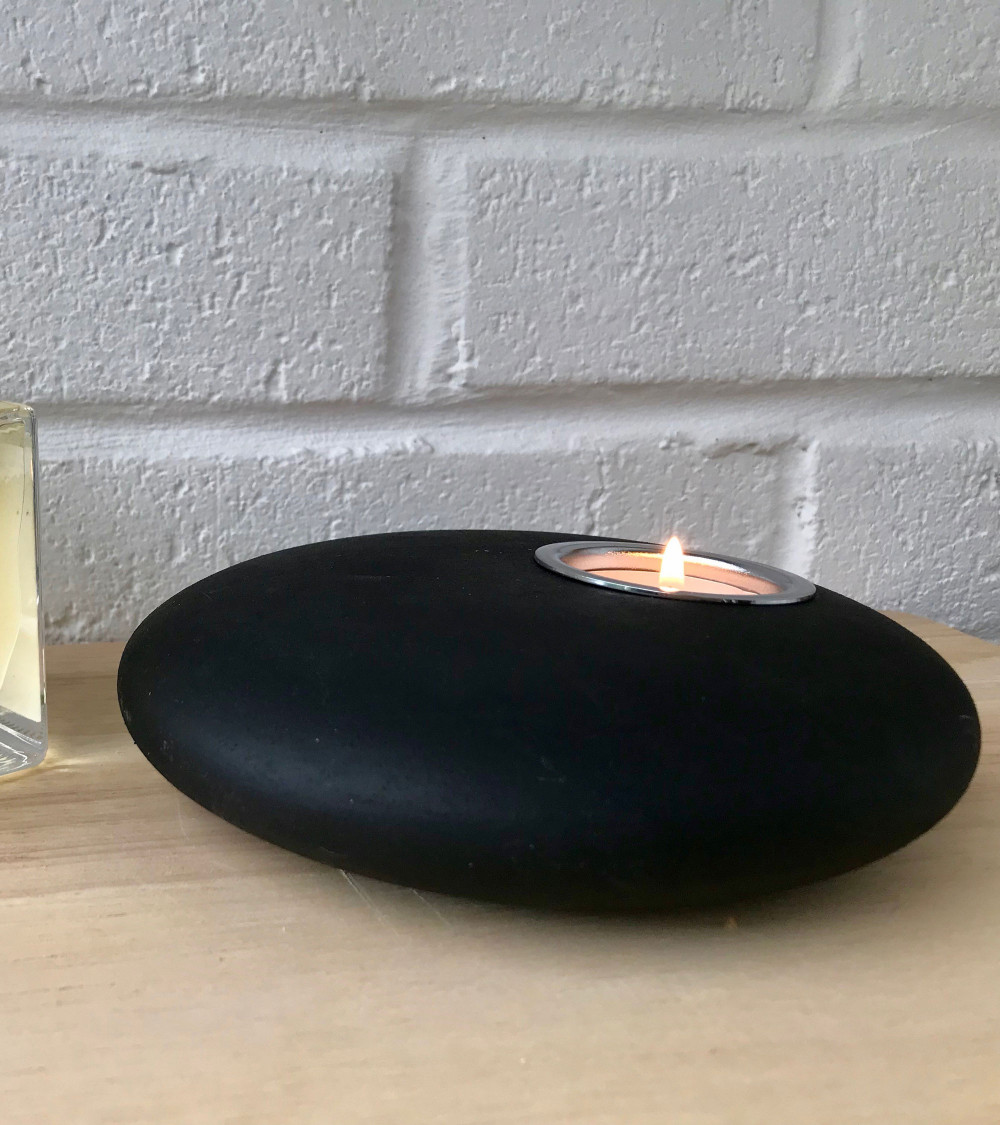Bougeoir Galet noir