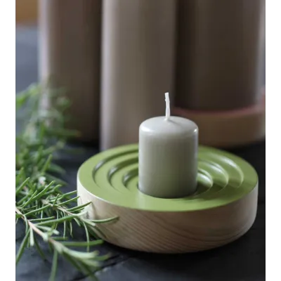 Bougeoir Woogie vert en frêne – Touche scandinave cosy