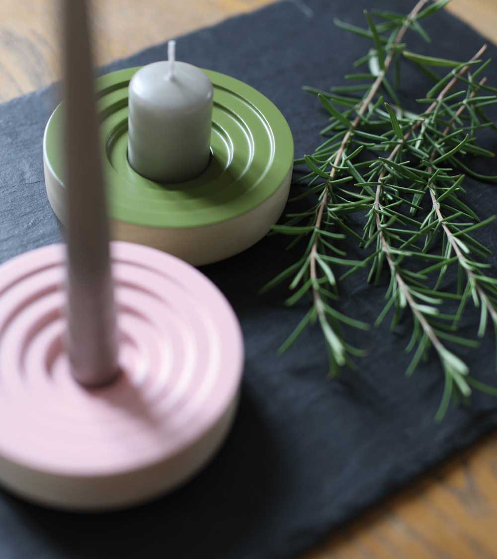 Bougeoir Woogie vert en frêne – Touche scandinave cosy