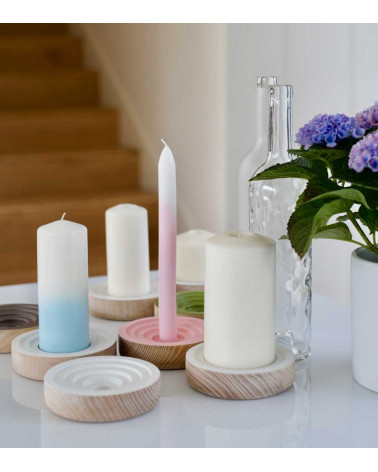 Bougeoir Woogie blanc en frêne – Modulable et design