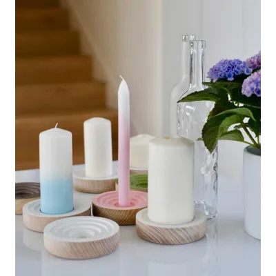 Bougeoir Woogie gris en frêne – Design modulable élégant