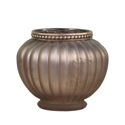 Photophore antique mocha en verre vu de face.