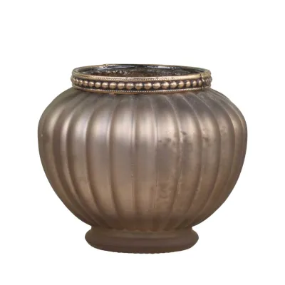 Photophore antique mocha en verre vu de face.