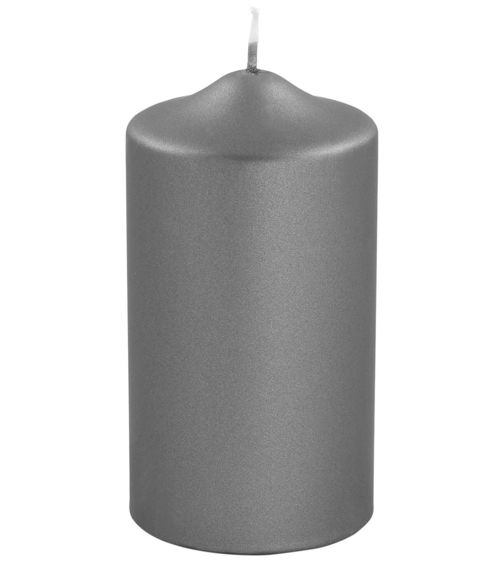 Bougie cylindrique gris métallique – Une lueur moderne pour sublimer vos espaces.