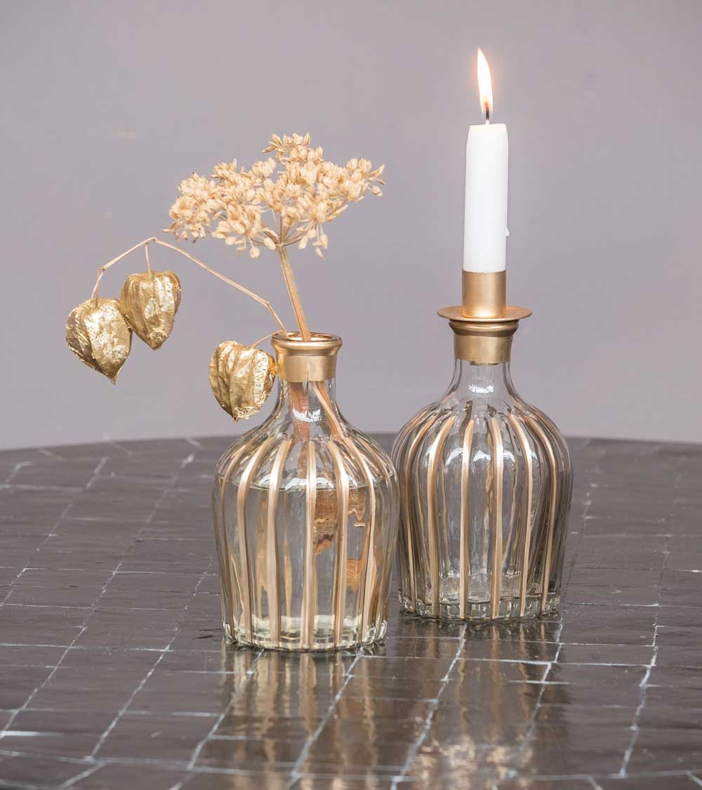 Bougeoir / Vase - moyen format rayé - Helder