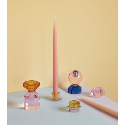 Bougeoir en cristal bleu/rose - Ø 7 cm x H 11 cm