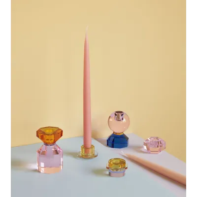 Bougeoir en cristal bleu/rose - Ø 7 cm x H 11 cm