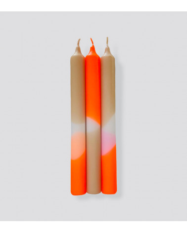 Bougies Dip Dye Papaya Sand – Un trio de bougies élégantes aux teintes de papaye et sable pour illuminer vos moments.